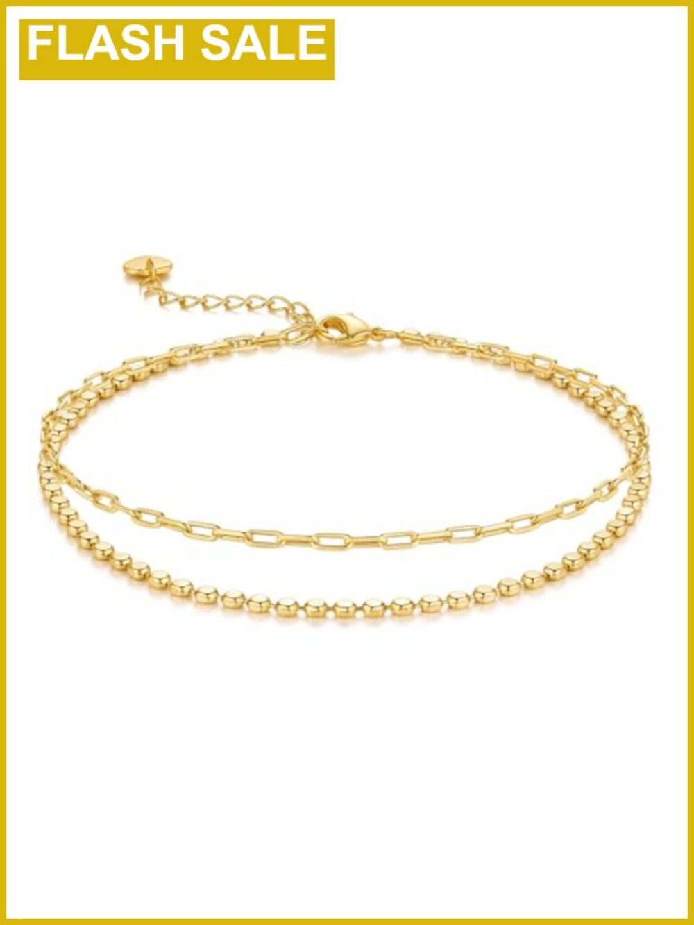 Layered Gold Plated Anklet for Women Adjustable Figaro Chain Ankle Bracelet